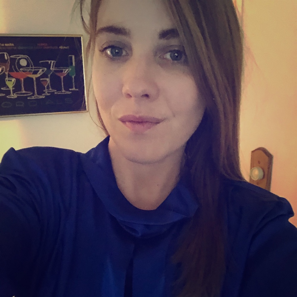 Royal Blue buttoned blouse.